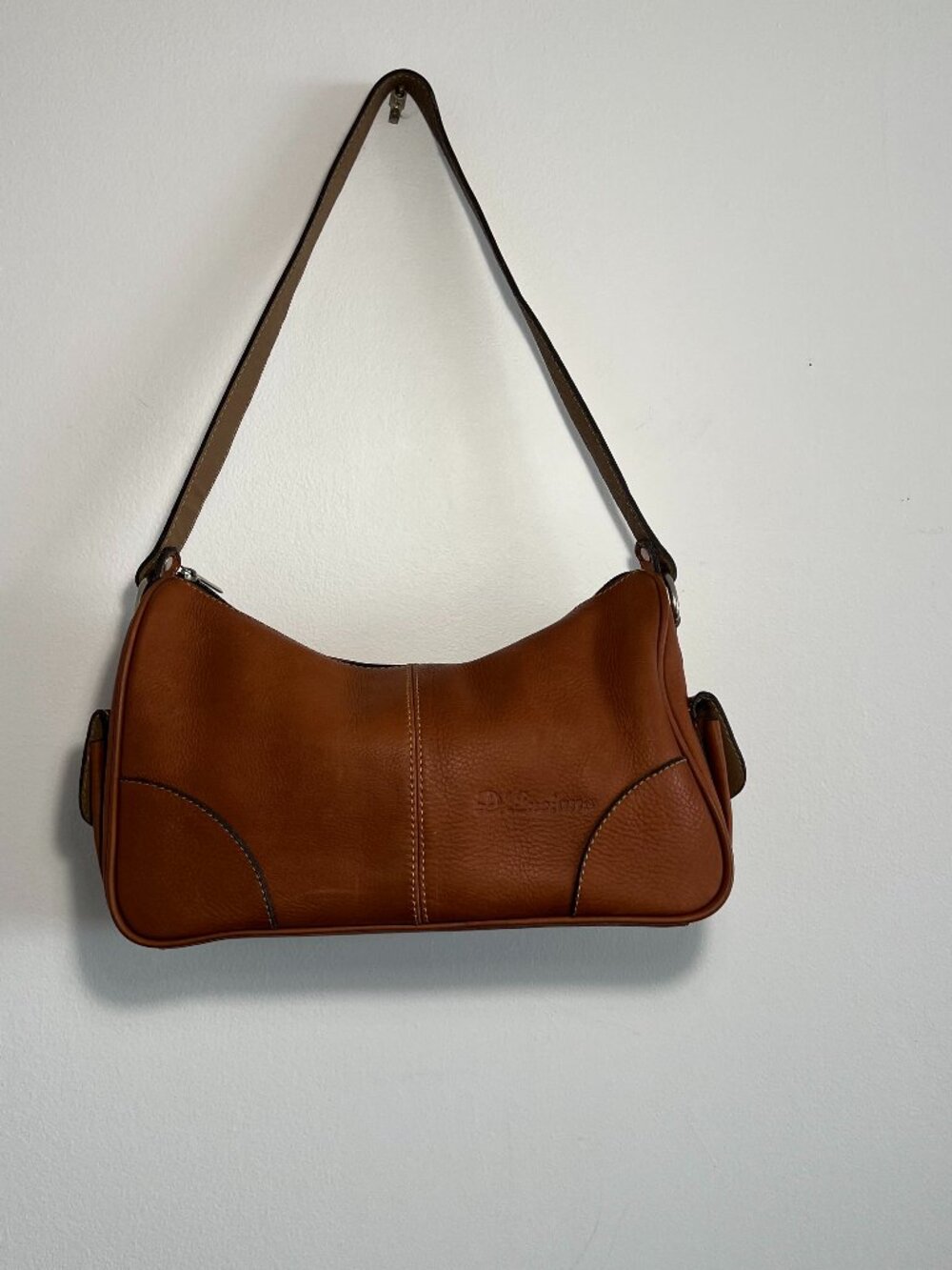 D' Luciano Handbag brown pebbled leather Like New Condition